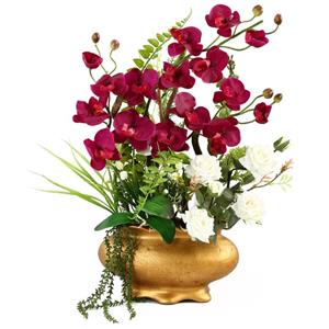 گلدان به همراه گل مصنوعی هومز طرح ارکیده و رز مدل 31710 