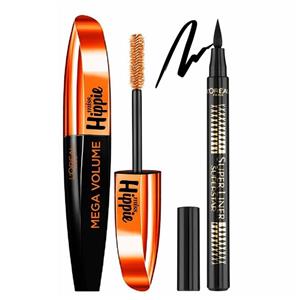 پک ریمل حجم دهنده لورآل مدل Miss Hippie و خط چشم مدل Superstar Loreal Miss Hippie Mascara And Superstar Eye Liner Pack