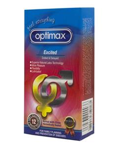 کاندوم اپتیمکس مدل Excited بسته 12 عددی Optimax Condoms 12PSC 