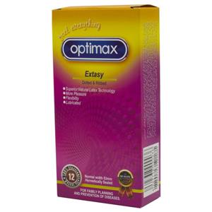 کاندوم اپتیمکس مدل Extasy بسته 12 عددی Optimax Extasy Condoms 12PSC