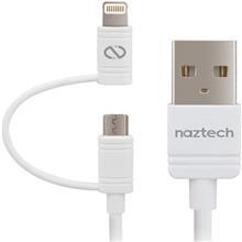 کابل تبدیل USB به لایتنینگ و microUSB نزتک مدل MFi به طول 1.8 متر Naztech Hybrid 2 in 1 MFi USB To Lightning and microUSB Cable 1.8m