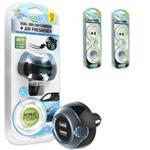 Freshtech Dual USB Car Charger And Air Freshener With 2 Refiles