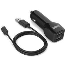 شارژر فندکی 24 وات 2 پورت انکر مدل 71AN2452C PowerDrive 2 به همراه کابل microUSB Anker 71AN2452C PowerDrive 2 24W 2-Port Car Charger With microUSB Cable