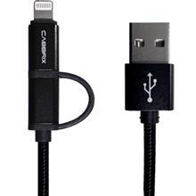 کابل تبدیل USB به microUSB و لایتنینگ کابریکس مدل 2 در 1 به طول 1.5 متر Cabbrix 2 In 1 USB To microUSB And Lightning Cable 1.5m