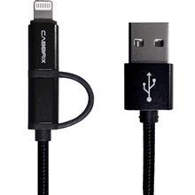 کابل تبدیل USB به microUSB و لایتنینگ کابریکس مدل 2 در 1 به طول 2 متر Cabbrix 2 In 1 USB To microUSB And Lightning Cable 2m