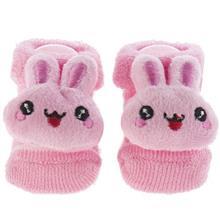 جوراب عروسکی بیبی ساکس طرح خرگوش Baby Socks Pink Rabbit Puppet Footwear