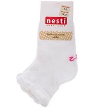 جوراب نستی طرح سفید بافت دار Nesti Textured White Socks