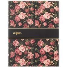 دفتر کلاسوری کلیپس طرح گل رز زمینه مشکی Clips Black Background Rose Flower Design Ring Binder Notebook