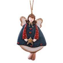 آویز سرامیکی مدل فرشته ستاره دار ایستاده با لباس سورمه ای Angel Standing Starred With Surmeh Of Clothing Ceramic Pendants