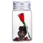 Golden Metal Owl With Red Satin Roses In Glass 1411B