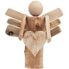 عروسک دکوری فرشته چوبی دست ساز قلب به دست کوچک کد 12G741 Hand Made Wooden Angel with Tiny Heart 12G741