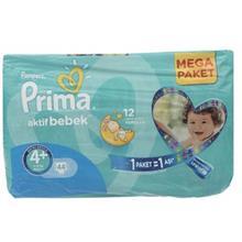 پوشک پریما مدل Pampers سایز +4 بسته 44 عددی Prima Pampers Size 4+ Diaper Pack of 44