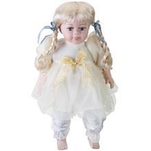 عروسک سرامیکی Porcelain سری نوزاد مدل لیمویی با موهای بافته شده سایز 5 Porcelain Baby Lime Size 5 Decorative Doll