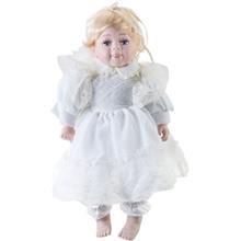عروسک سرامیکی Porcelain سری نوزاد مدل سفید با موهای کوتاه سایز 5 Porcelain Baby White Size 5 Decorative Doll