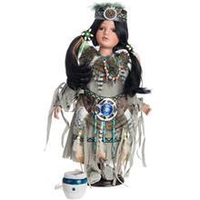 عروسک سرامیکی Porcelain سری سرخپوست مدل خاکستری سایز 4 Porcelain Indians Grey Size 4 Decorative Doll