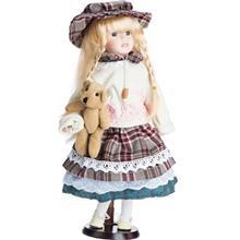 عروسک سرامیکی Porcelain سری لباس زمستانی مدل قهوه ای روشن سایز 4 Porcelain Winter Clothing Pale Brown Size 4 Decorative Doll