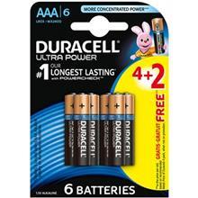 باتری نیم قلمی دوراسل مدل Ultra Power Duralock بسته 6 عددی Duracell Ultra Power Duralock AAA Battery Pack Of 6