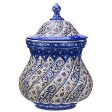 قندان مسی میناکاری شده اثر اسماعیلی مدل گردن باریک طرح مارپیچ Enamelled Copper Sugar Bowl By Esmaeeli Thin Neck Model