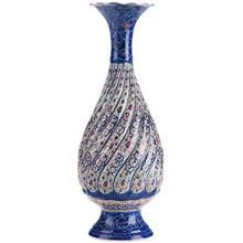 گلدان مسی میناکاری شده اثر اسماعیلی مدل صراحی طرح مارپیچ ارتفاع 25 سانتی متر Enamelled Copper Vase By Esmaeeli Sorahi Model 25cm Height