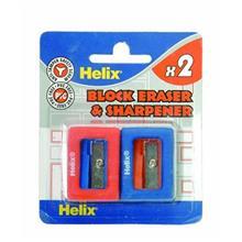 تراش با مداد پاک کن 2 تایی هلیکس مدل Block کد E02 Helix Block Eraser and  Sharpener Code E02