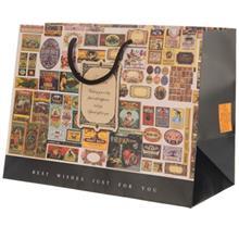 پاکت هدیه افقی جیحون مدل For You طرح تمبرهای قدیمی سایز بزرگ Jeihoon For You Old Stamps Design Horizontal Gift Bag Large Size