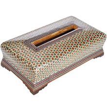 جعبه دستمال کاغذی خاتم اثر کروبی مدل نیزه ای Inlay Tissue Box By Karoubi Lanceolate Type 