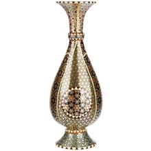 گلدان خاتم زمینه مس اثر خادم ملت طرح دار ویژه Special Designed Copper Base Inlay Vase By Khadem Mellat 