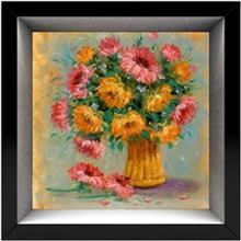 تابلو نقاشی گالری آثار هنر امروز طرح داوودی زرد و سرخ کد 2817 Asar Honar Emrooz Gallery Yellow and Red Chrysanthemum Panel Code 2817