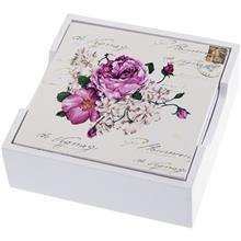 زیر لیوانی مربعی باران مدل پاکت نامه و 3 گل بسته 6 تایی Baran Envelope And 3 Flowers Square Coaster Pack Of 6