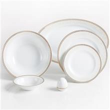 سرویس غذاخوری زرین 28 پارچه 6 نفره سری ایتالیا اف طرح ریوا طلایی درجه عالی Zarin Iran Porcelain Inds Italia-F Riva 28 Pieces porcelain Dinnerware Set Top Grade
