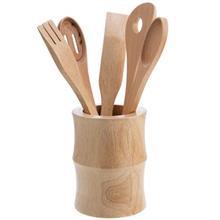 سرویس ابزار اشپزی بیلی مدل چوبی 5 قطعه با پایه کد WA 107 Billi Pieces Woody Kitchen Tool Set With Holder 