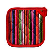 دستگیره کتان 20 × 20 رزین تاژ طرح راه راه رنگی Rezin Taj 20 x 20 Colorful Striped Denim Pot Holder