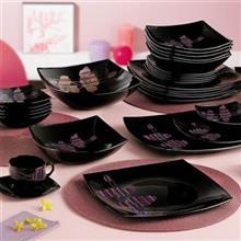 سرویس 38 پارچه لومینارک مدل Rose Poppies مشکی کد H4530 Luminarc Rose Poppies Black H4530 38-Pieces Homeware Set