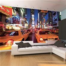 کاغذ دیواری 1وال مدل تاکسی میدان تایمز نیویورک 1Wall Giant Mural New York Taxi Times Square Wallpaper