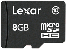مموری کارت 8 گیگابایت میکرو اس دی اچ سی سی10 دبلیو/آداپتور لکسار LEXAR 8GB microSDHC C10 W/ADAPTER MEMORY