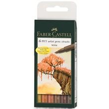 ماژیک حرفه ای Faber Castell مدل پیت آرتیست ترا بسته 6 تایی Faber Castell Terra Pitt Artist Pen Professional Markers - Pack of 6