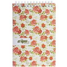 دفتر یادداشت 100 برگ کلیپس مدل گل رز Clips 100 Sheets Rose Flower Design Hard Cover