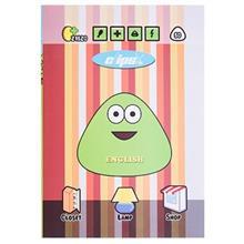 دفتر زبان 50 برگ کلیپس طرح پو سبز جلد شومیز Clips 50 Sheets Green Pou Design Soft Cover English Notebook