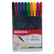 روان نویس 10 رنگ کورس مدل K Liner Fineliner Kores K Liner Fineliner 10 Color Rollerball Pen