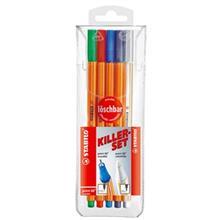 روان نویس 4 رنگ استابیلو مدل Point 88 Killer Set به همراه جوهر پاک کن Stabilo Point 88 Killer Set 4 Color Rollerball Pen with Ink Eater