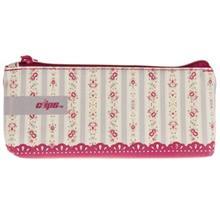 جامدادی کلیپس مدل تخت طرح گل سرخ Clips Red Flower Design Flat Pencil Case