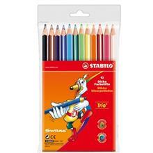 مداد رنگی استابیلو تریو سانو 12 رنگ Stabilo Trio Swano 12 Colors Pencil