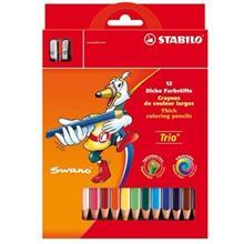 مداد رنگی استابیلو تریو تیک 12 رنگ Stabilo Trio Thick 12 Colors Pencil