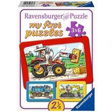 پازل 18 تکه راونزبرگر مدل My First Puzzles Tractors And Trailers 3x6 Ravensburger My First Puzzles Tractors And Trailers 3x6 18 Pcs Puzzle