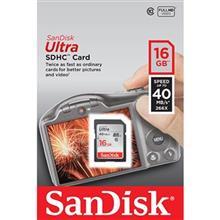 کارت حافظه SDHC سن دیسک مدل Ultra کلاس 10 استاندارد UHS-I U1 سرعت 266X 40MBps ظرفیت 16 گیگابایت SanDisk Ultra UHS-I U1 Class 10 40MBps 266X SDHC - 16GB