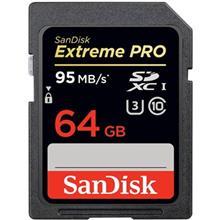 کارت حافظه SDXC سن دیسک مدل Extreme Pro کلاس 10 استاندارد UHS-I U3 سرعت 633X 95MBps ظرفیت 64 گیگابایت SanDisk Extreme Pro Class 10 UHS-I U3 633X 95MBps SDXC - 64GB