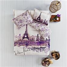 سرویس ملحفه کاراجا هوم رنفورس لوکس طرح آمور یک نفره 3 تکه سیتی (پاریس) Karaca Home Amour Paris City Ranforce 1 Person 3 Pieces Bedsheet Set