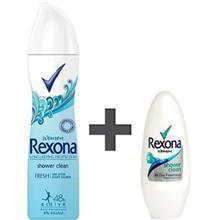 اسپری و رول ضد تعریق زنانه رکسونا مدل Shower Clean Rexona Shower Clean Spray And Roll On Deodorant For Women