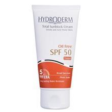 کرم ضد آفتاب رنگی مدل Medium Beige سری فاقد چربی SPF50 حجم 50 میلی لیتر هیدرودرم  Hydroderm Oil Free Medium Beige Total Sunblock Cream SPF50 50ml