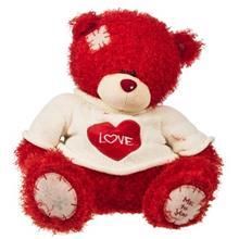 عروسک پولیشی می تو یو مدل خرس قرمز پلیور سفید سایز بزرگ Me To You Red Bear With White Pullover Size Large Toys Doll